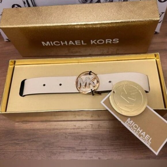 NIB Michael Kors Cream and Gold Belt (L/XL) - Picture 5 of 5